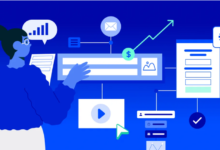 A person typing on a laptop at night, focused on multi-channel marketing automation tasks.